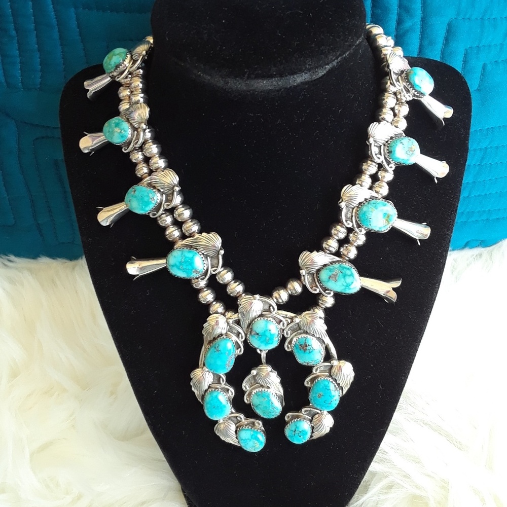 Native American squash blossom necklace with